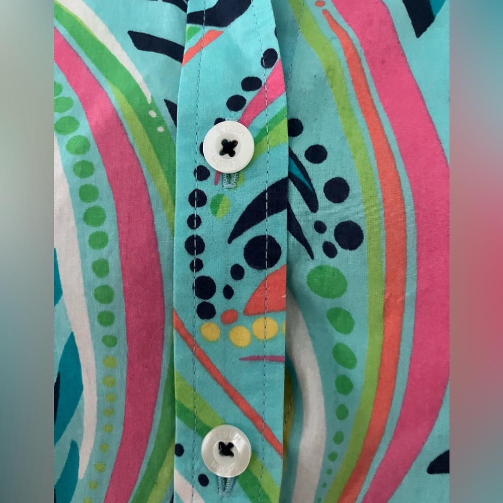 Lilly Pulitzer button down Cotton blouse bold preppy maximalist paisley 8 - Picture 4 of 8